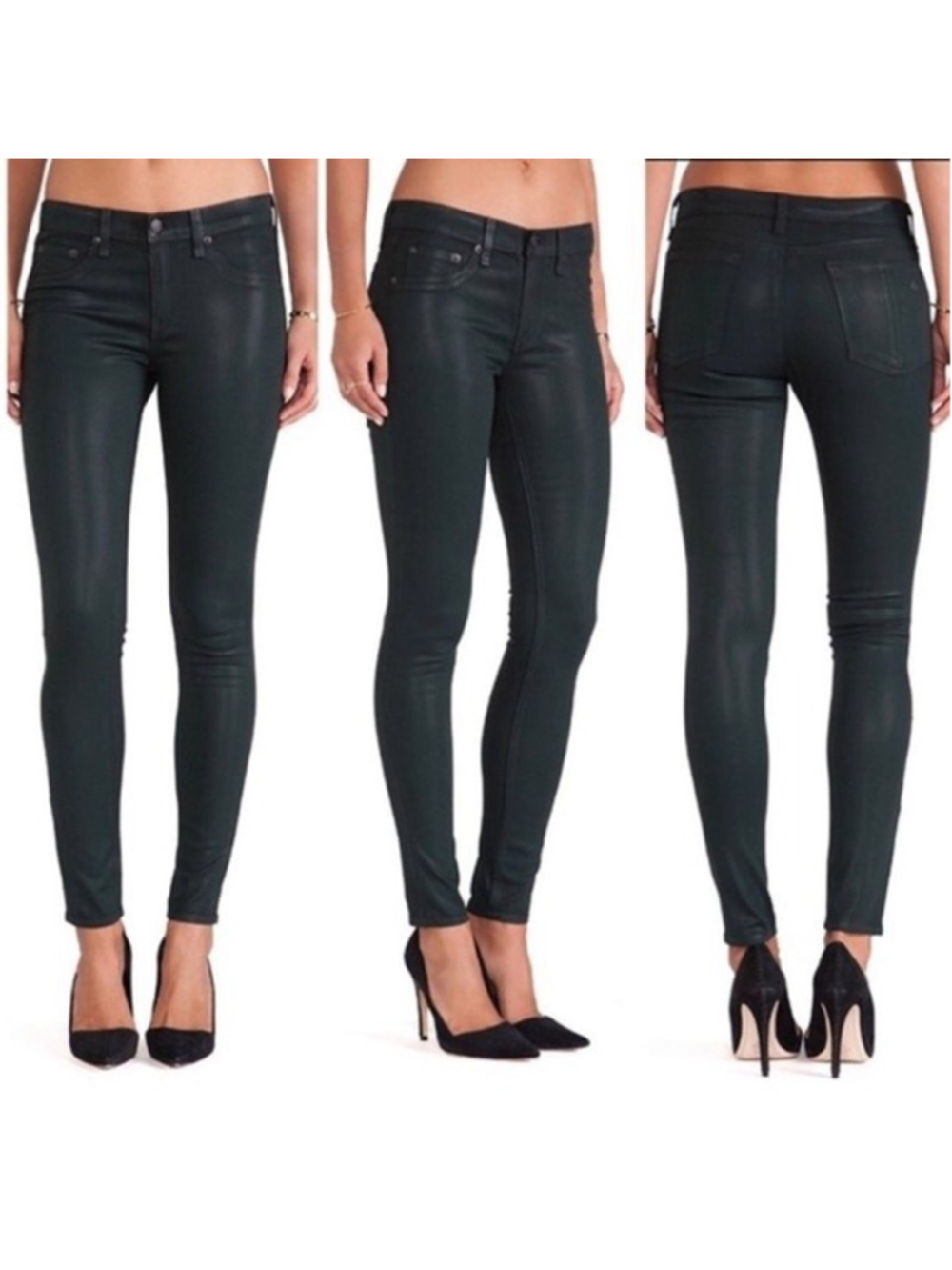 NINA green teal coated skinny legging jeans sz 26 rag & bone cigarette NWOT EUC